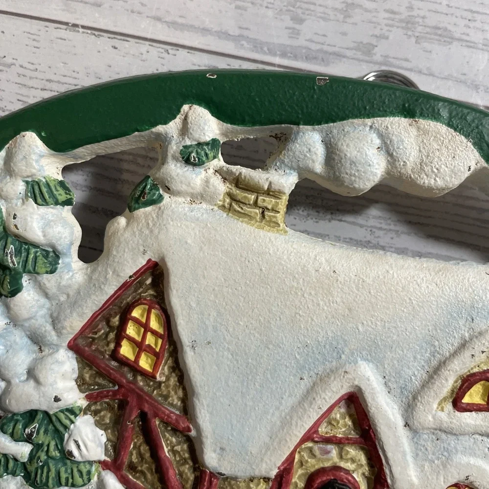 Avon 1999‎ Holiday Home Sweet Home Snow Cabin Cast Iron Metal Trivet Wall Hanger